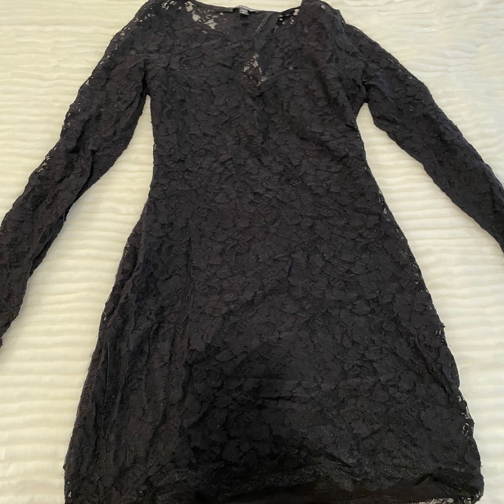 Formal, black, lace mini dress